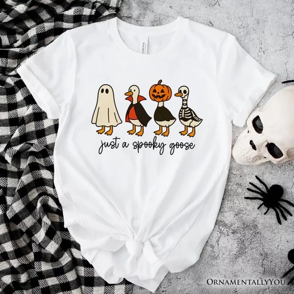 Just a Spooky Goose T-Shirt, Funny Halloween Costumes Tee - Image 3