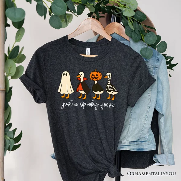 Just a Spooky Goose T-Shirt, Funny Halloween Costumes Tee - Image 2