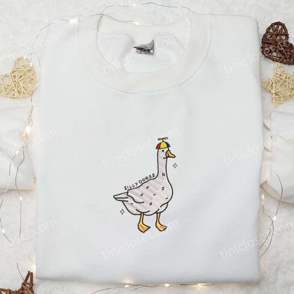 Funny Silly Goose Embroidered Shirt, Animal Embroidered Shirt, Best Gift for Family - Small Gifts Great Love