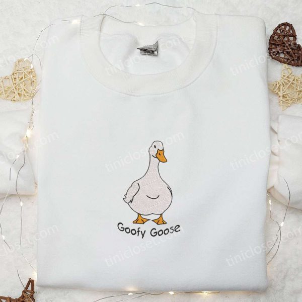 Goofy Goose Embroidered Shirt, Animal Embroidered Shirt, Funny Embroidered Shirt - Small Gifts Great Love - Image 2
