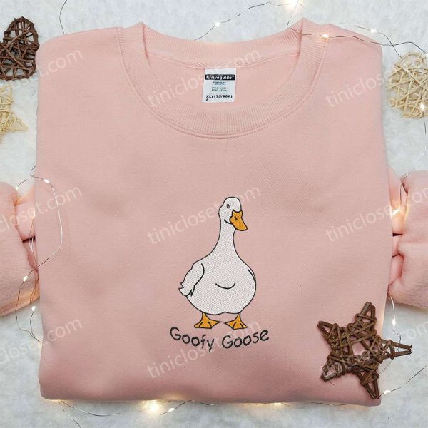 Goofy Goose Embroidered Shirt, Animal Embroidered Shirt, Funny Embroidered Shirt - Small Gifts Great Love - Image 3