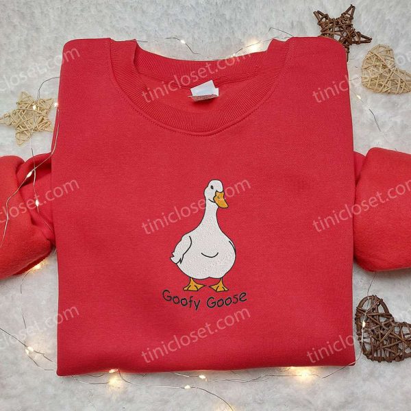 Goofy Goose Embroidered Shirt, Animal Embroidered Shirt, Funny Embroidered Shirt - Small Gifts Great Love - Image 4