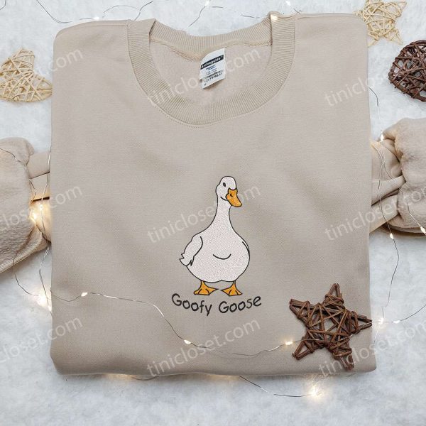 Goofy Goose Embroidered Shirt, Animal Embroidered Shirt, Funny Embroidered Shirt - Small Gifts Great Love - Image 5