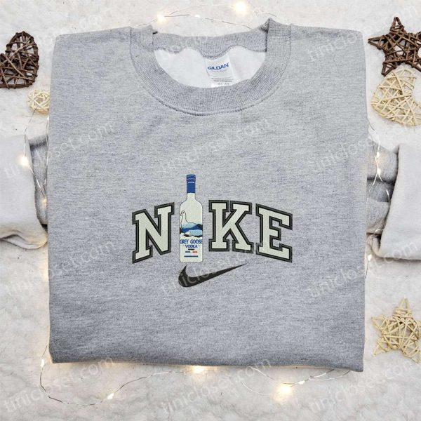 Grey Goose Vodka x Nike Embroidered Hoodie, Favorite Drink Embroidered Sweatshirt, Nike Inspired Embroidered Shirt - Small Gifts Great Love