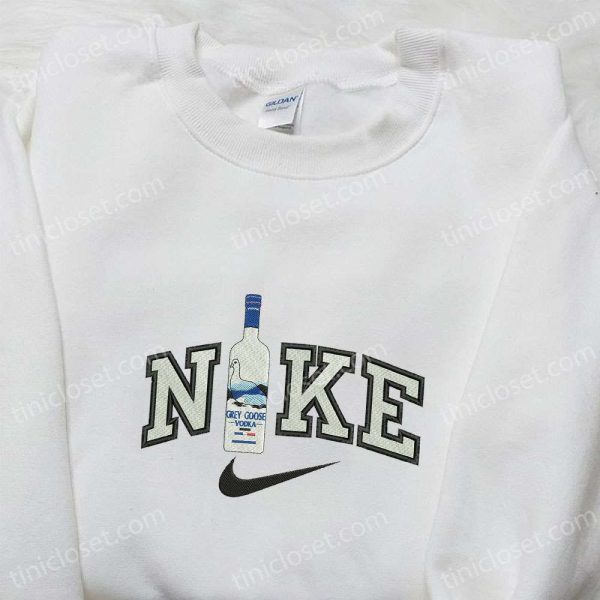 Grey Goose Vodka x Nike Embroidered Hoodie, Favorite Drink Embroidered Sweatshirt, Nike Inspired Embroidered Shirt - Small Gifts Great Love - Image 2