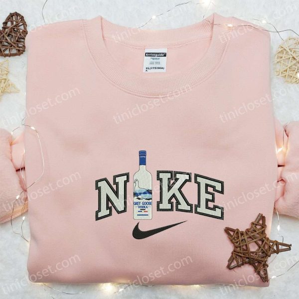 Grey Goose Vodka x Nike Embroidered Hoodie, Favorite Drink Embroidered Sweatshirt, Nike Inspired Embroidered Shirt - Small Gifts Great Love - Image 3