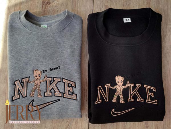Groot Marvel Nike Embroidered Sweatshirt, Nike Crewneck Embroidered - Image 2