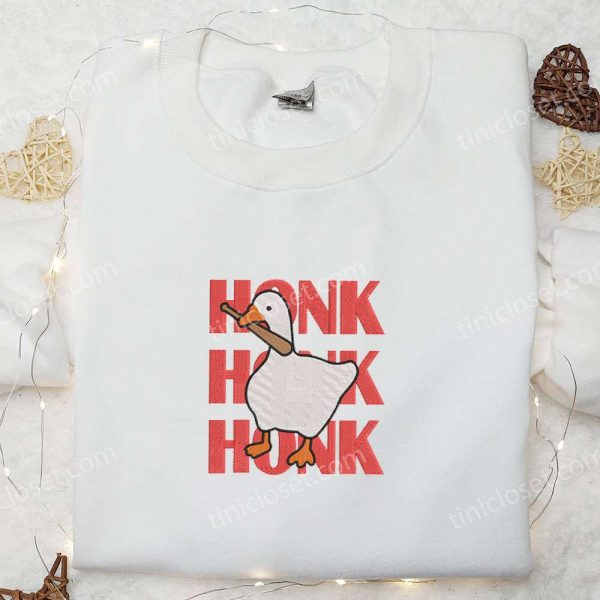 Honk Honk Honk Silly Goose Embroidered Shirt, Animal Embroidered Shirt, Funny Embroidered Shirt - Small Gifts Great Love