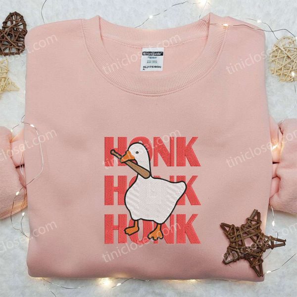 Honk Honk Honk Silly Goose Embroidered Shirt, Animal Embroidered Shirt, Funny Embroidered Shirt - Small Gifts Great Love - Image 2