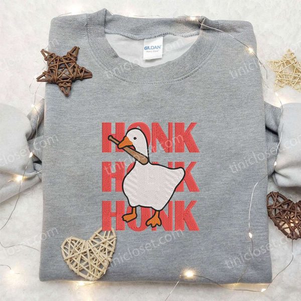 Honk Honk Honk Silly Goose Embroidered Shirt, Animal Embroidered Shirt, Funny Embroidered Shirt - Small Gifts Great Love - Image 4