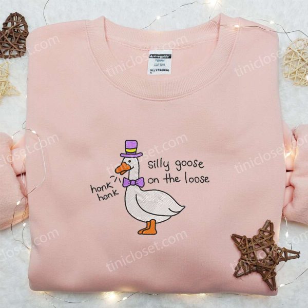 Honk Honk Silly Goose on the Loose Embroidered Shirt, Animal Embroidered Shirt, Funny Embroidered Shirt - Small Gifts Great Love - Image 2