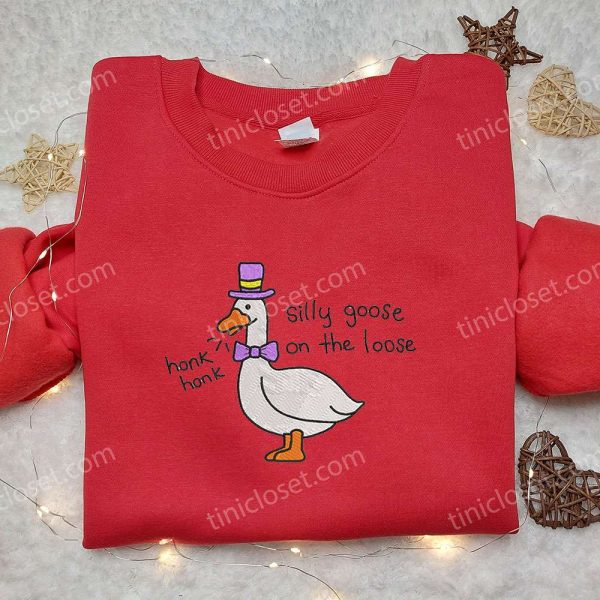 Honk Honk Silly Goose on the Loose Embroidered Shirt, Animal Embroidered Shirt, Funny Embroidered Shirt - Small Gifts Great Love - Image 3