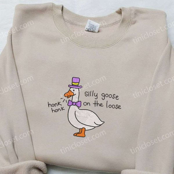 Honk Honk Silly Goose on the Loose Embroidered Shirt, Animal Embroidered Shirt, Funny Embroidered Shirt - Small Gifts Great Love - Image 4