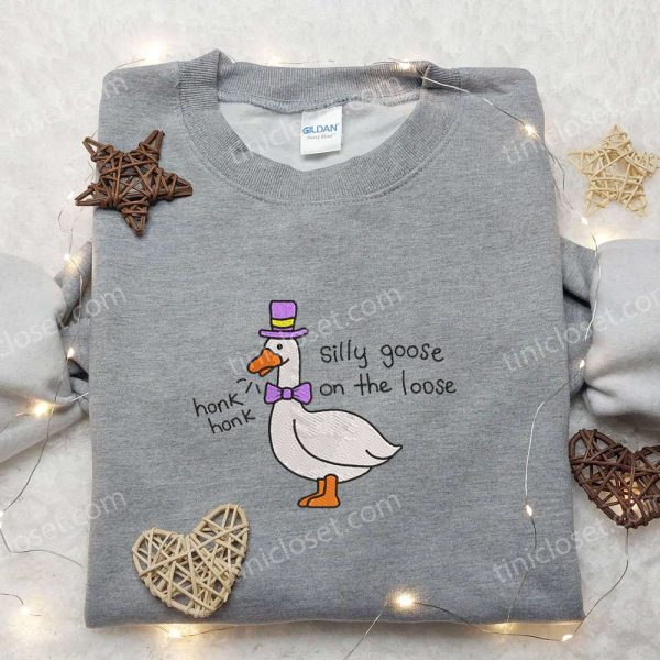 Honk Honk Silly Goose on the Loose Embroidered Shirt, Animal Embroidered Shirt, Funny Embroidered Shirt - Small Gifts Great Love - Image 5