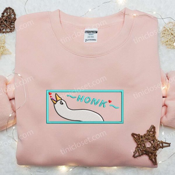 Honk Love Heart Silly Goose Embroidered Shirt, Animal Embroidered Shirt, Cute Embroidered Shirt - Small Gifts Great Love - Image 2
