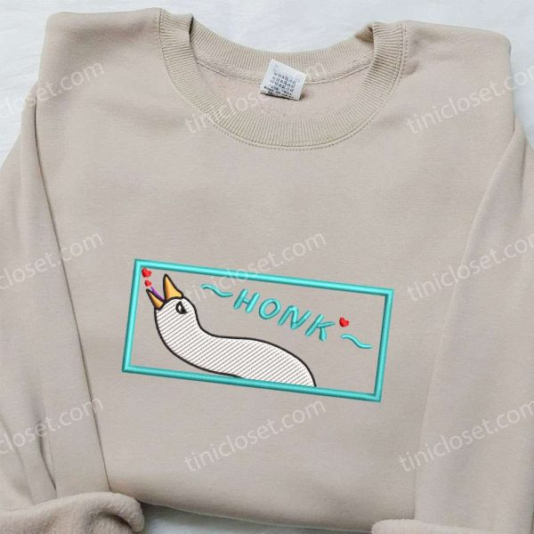 Honk Love Heart Silly Goose Embroidered Shirt, Animal Embroidered Shirt, Cute Embroidered Shirt - Small Gifts Great Love - Image 4