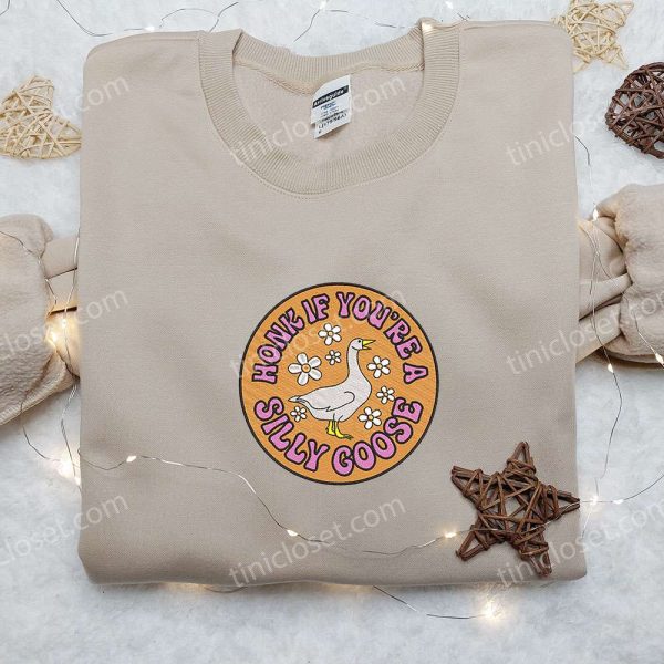 Honk if You're a Silly Goose Embroidered Shirt, Animal Embroidered Shirt, Funny Embroidered Shirt - Small Gifts Great Love - Image 4
