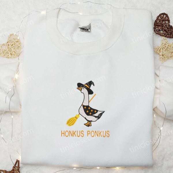 Honkus Ponkus Halloween Silly Goose Embroidered Shirt, Animal Embroidered Shirt, Halloween Embroidered Shirt - Small Gifts Great Love
