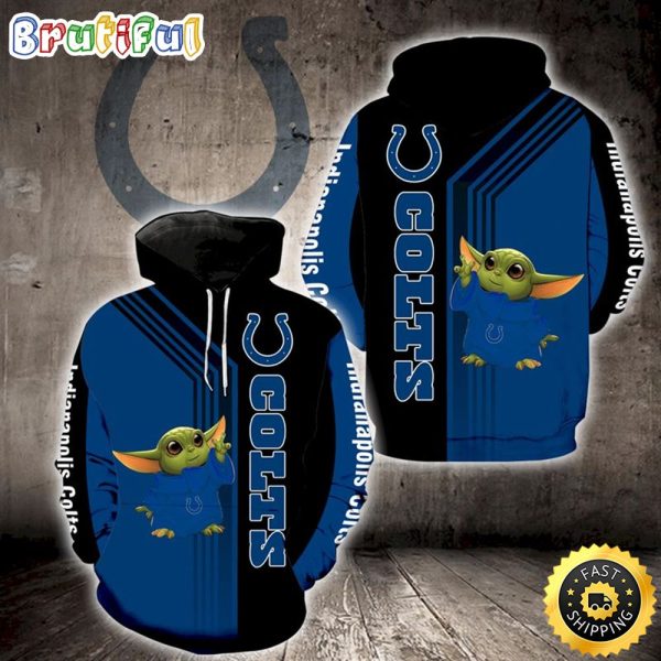Indianapolis Colts Baby Yoda Lovers 3d Hoodie All Over Printed