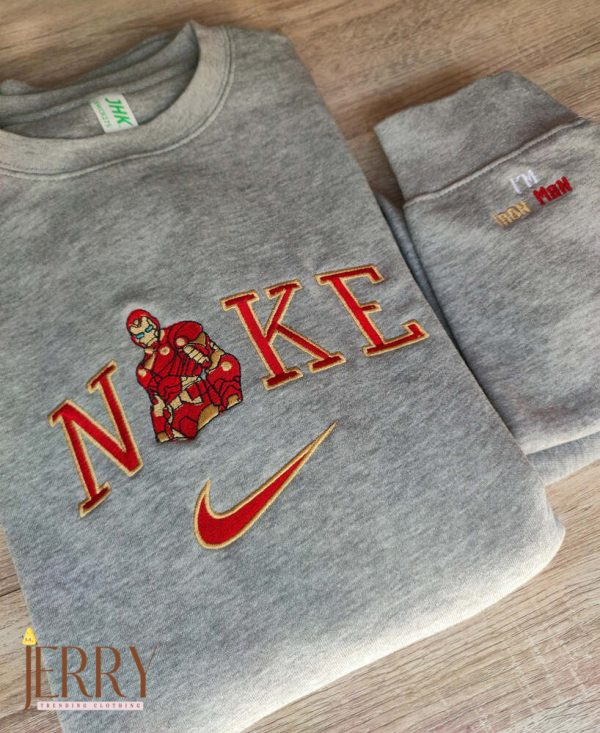 Iron Man Marvel Nike Embroidered Sweatshirt, Nike Crewneck Embroidered - Image 3