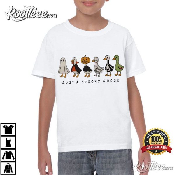 Just A Spooky Goose Cute Halloween Gift T-Shirt - Image 4