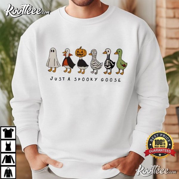 Just A Spooky Goose Cute Halloween Gift T-Shirt - Image 3