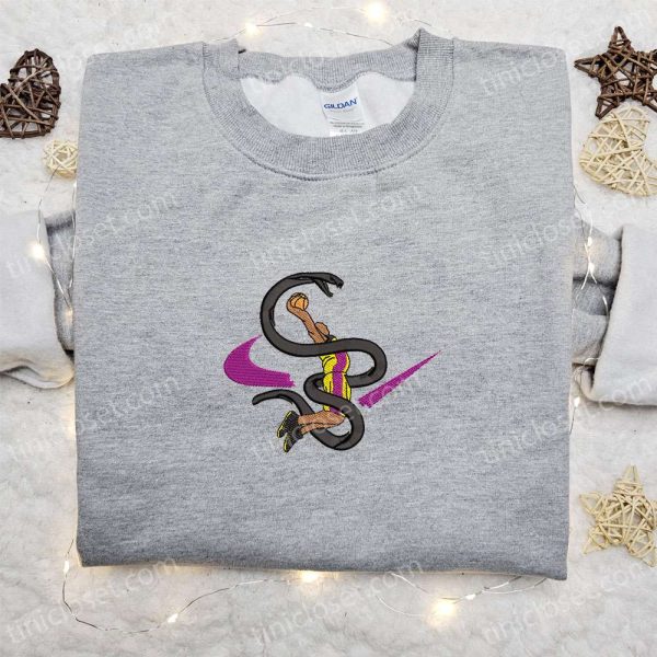Kobe Bryant Snake x Swoosh Embroidered Sweatshirt, Los Angeles Lakers NBA Embroidered Shirt, Nike Inspired Embroidered Shirt - Small Gifts Great Love