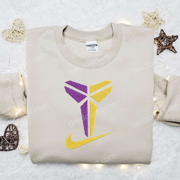 Kobe Bryant the Black Mamba x Swoosh Embroidered Sweatshirt, NBA Sport Embroidered Shirt, Best Birthday Gift Ideas for Family - Small Gifts Great Love