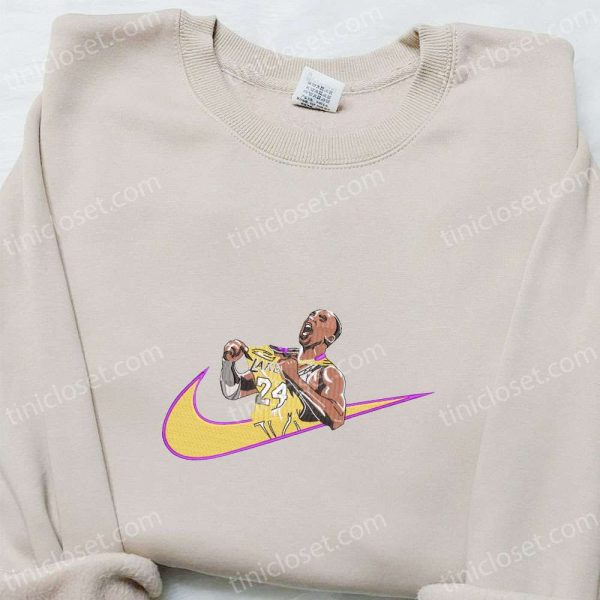Kobe Bryant x Nike Swoosh Embroidered Shirt, Celebrity Embroidered Hoodie, Sports Embroidered Sweatshirt - Small Gifts Great Love