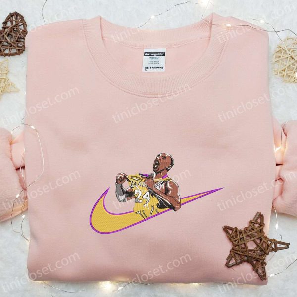 Kobe Bryant x Nike Swoosh Embroidered Shirt, Celebrity Embroidered Hoodie, Sports Embroidered Sweatshirt - Small Gifts Great Love - Image 4