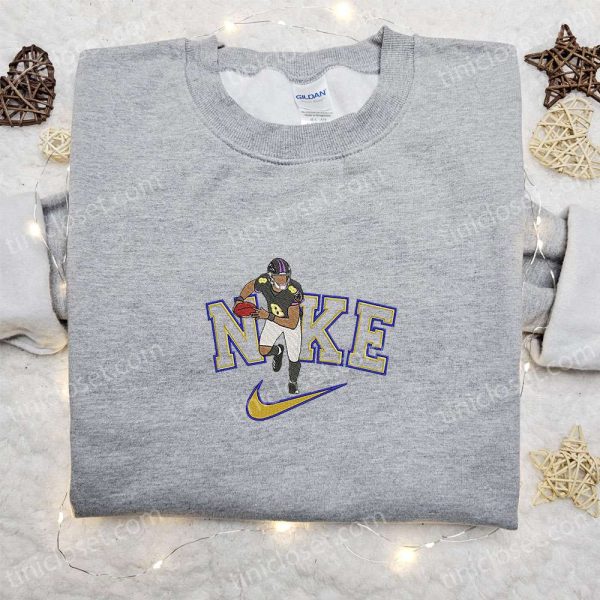 Lamar Jackson x Nike Embroidered Shirt, NFL Sports Embroidered Hoodie, Celebrity Embroidered Shirt - Small Gifts Great Love - Image 2