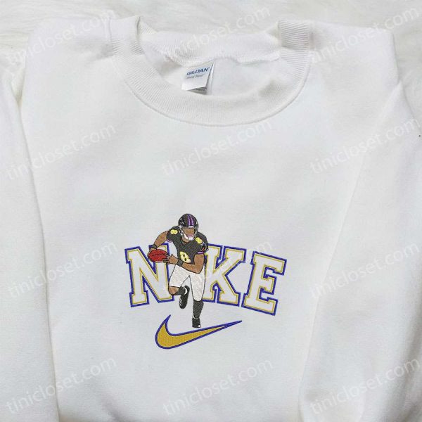 Lamar Jackson x Nike Embroidered Shirt, NFL Sports Embroidered Hoodie, Celebrity Embroidered Shirt - Small Gifts Great Love - Image 3