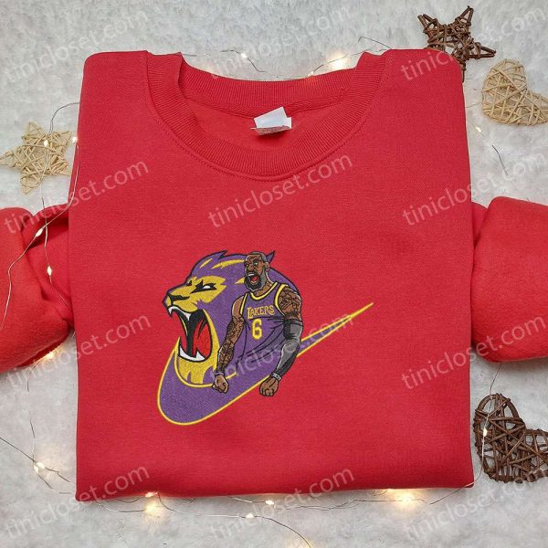 LeBron James Lakers x Nike Embroidered Shirt, NBA Sports Embroidered Hoodie, Celebrity Embroidered Shirt - Small Gifts Great Love