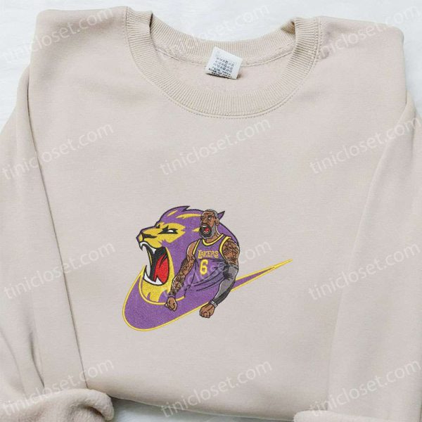 LeBron James Lakers x Nike Embroidered Shirt, NBA Sports Embroidered Hoodie, Celebrity Embroidered Shirt - Small Gifts Great Love - Image 2