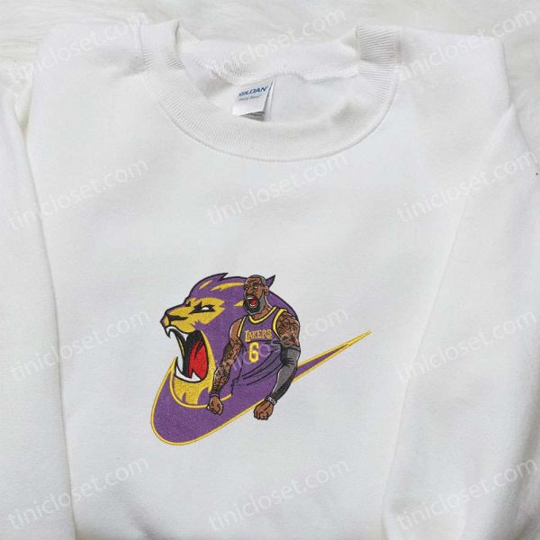 LeBron James Lakers x Nike Embroidered Shirt, NBA Sports Embroidered Hoodie, Celebrity Embroidered Shirt - Small Gifts Great Love - Image 4
