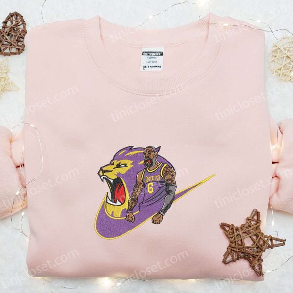 LeBron James Lakers x Nike Embroidered Shirt, NBA Sports Embroidered Hoodie, Celebrity Embroidered Shirt - Small Gifts Great Love - Image 5