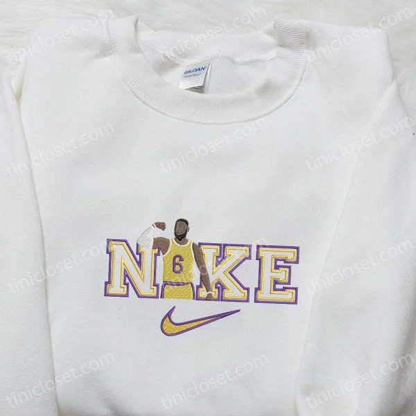 LeBron James x Nike Embroidered Shirt, NBA Sports Embroidered Hoodie, Celebrity Embroidered Shirt - Small Gifts Great Love - Image 3
