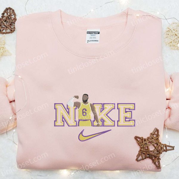 LeBron James x Nike Embroidered Shirt, NBA Sports Embroidered Hoodie, Celebrity Embroidered Shirt - Small Gifts Great Love - Image 4