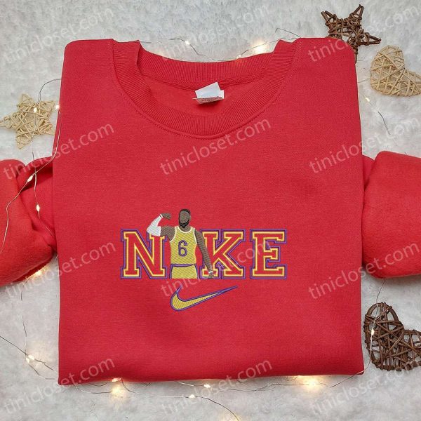 LeBron James x Nike Embroidered Shirt, NBA Sports Embroidered Hoodie, Celebrity Embroidered Shirt - Small Gifts Great Love - Image 5