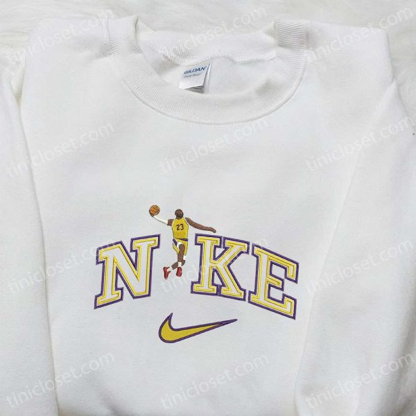 LeBron James x Nike NBA Sport Embroidered Shirt, Los Angeles Lakers Embroidered Shirt, Custom Nike Embroidered Shirt - Small Gifts Great Love - Image 2