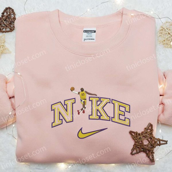 LeBron James x Nike NBA Sport Embroidered Shirt, Los Angeles Lakers Embroidered Shirt, Custom Nike Embroidered Shirt - Small Gifts Great Love - Image 3