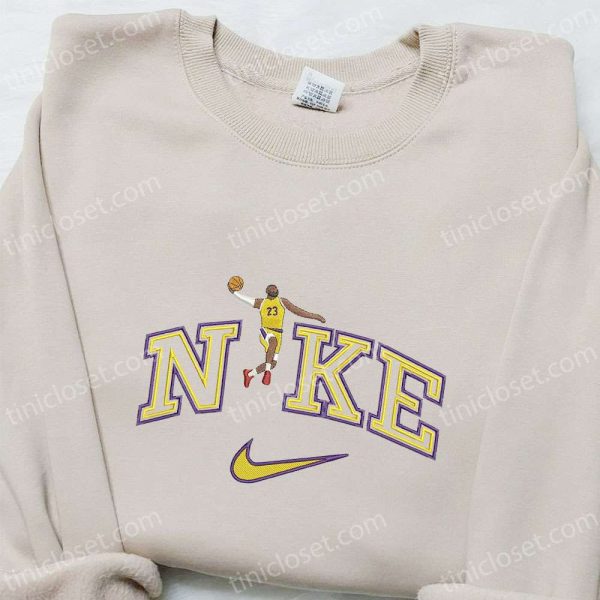 LeBron James x Nike NBA Sport Embroidered Shirt, Los Angeles Lakers Embroidered Shirt, Custom Nike Embroidered Shirt - Small Gifts Great Love - Image 5