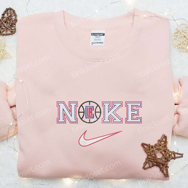 Los Angeles Clippers x Nike Embroidered Shirt, NBA Sports Embroidered Shirt, Nike Inspired Embroidered Hoodie - Small Gifts Great Love - Image 2
