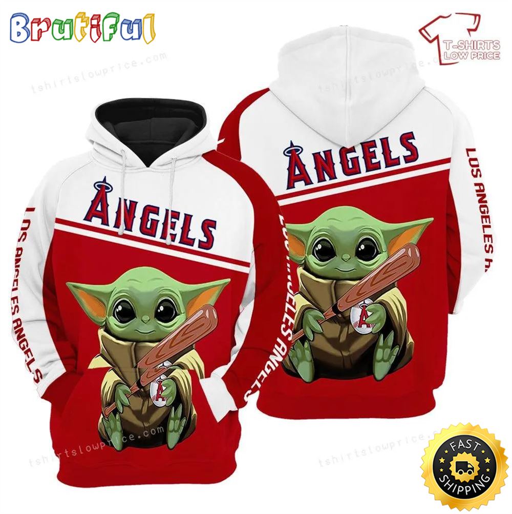 Los Angeles Angels Baby Yoda Full Print 3d Hoodie And Zipper
