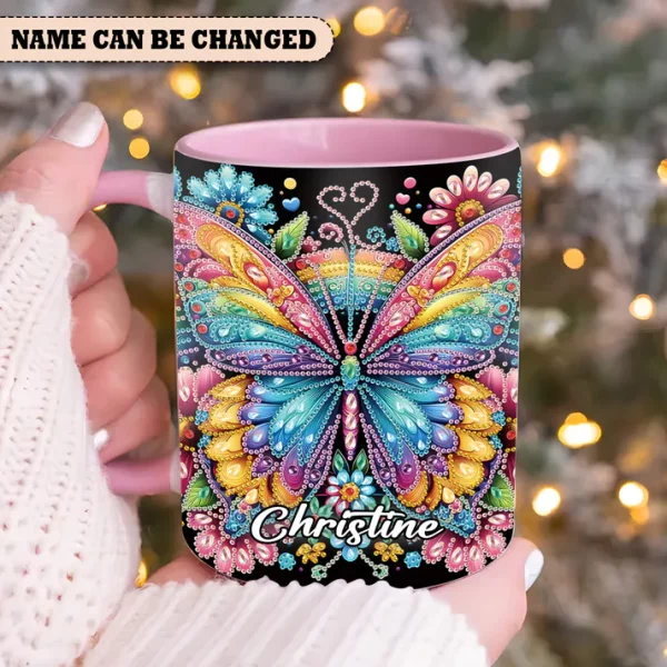 Diamond Butterfly – Personalized Butterfly Accent Mug - Image 4