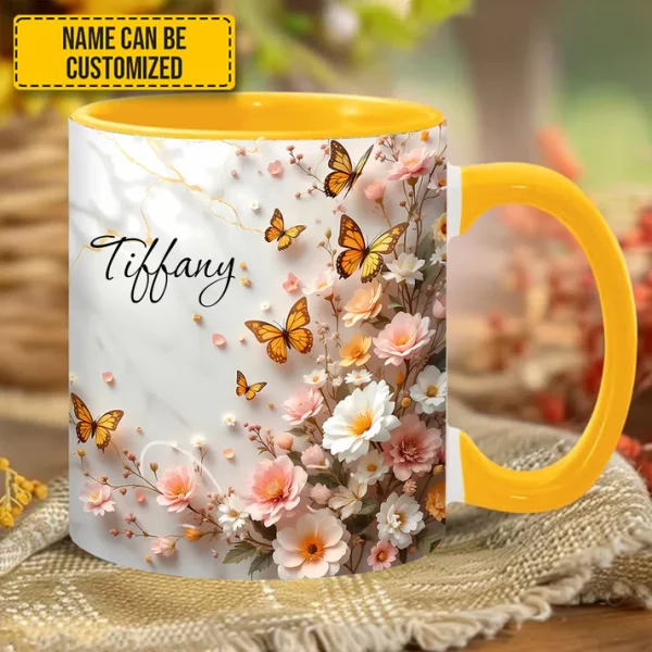 Butterfly and Flower - Personalized Accent Mug - Image 4