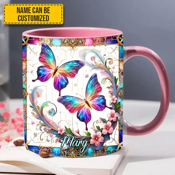 Beautiful Butterflies - Personalized Butterfly Accent Mug - Image 5