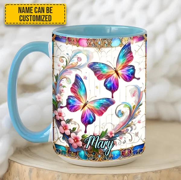 Beautiful Butterflies - Personalized Butterfly Accent Mug - Image 3