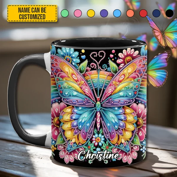 Diamond Butterfly – Personalized Butterfly Accent Mug - Image 3
