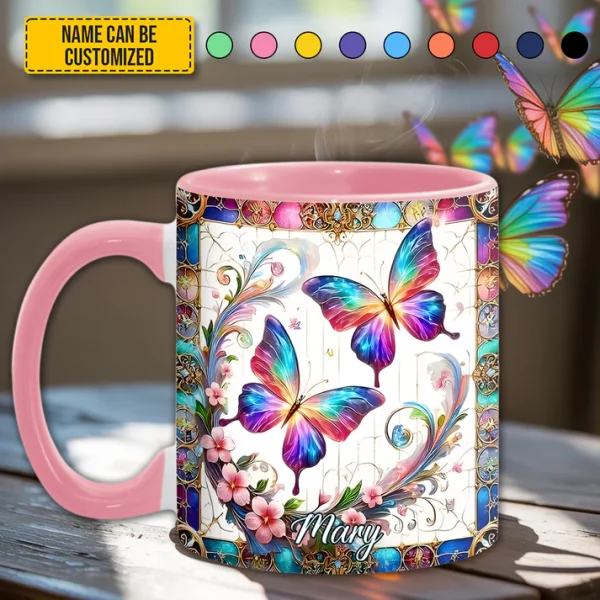 Beautiful Butterflies - Personalized Butterfly Accent Mug - Image 4